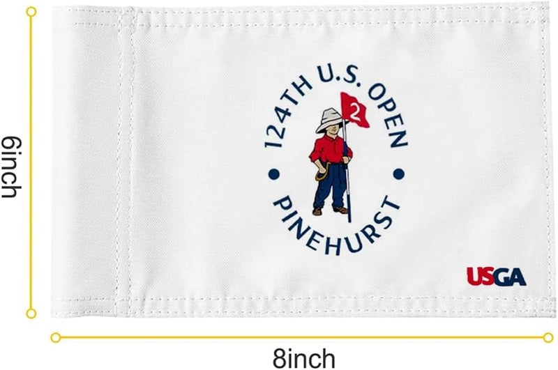 2BUT 2024 US Open Pinehurst Golf Pin Flag Practic Putting Green Golf Flag For Backyard Garden Double-Sewn 600D Nylon Miniature Pin Flag Regulation Tube Flag (white 8"X6") - Image 2